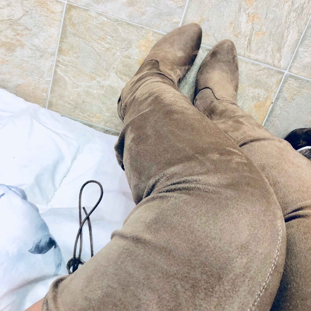 Suede thy high boots, lace up